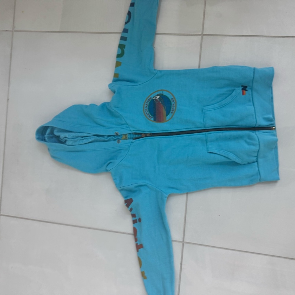 Blue Hooded Sweatshirt with Logo